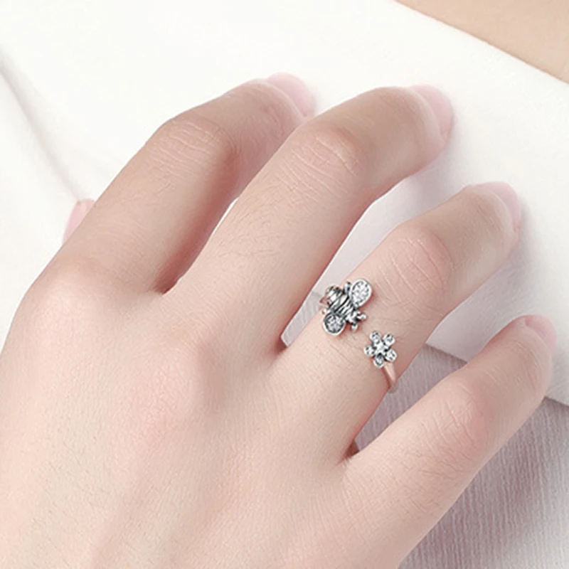 Paylor модное серебряное милое пчелиное и поэтическое ромашка цветок Открытый палец Брендовое Кольцо Для свадебное кольцо для женщин ювелирный подарок