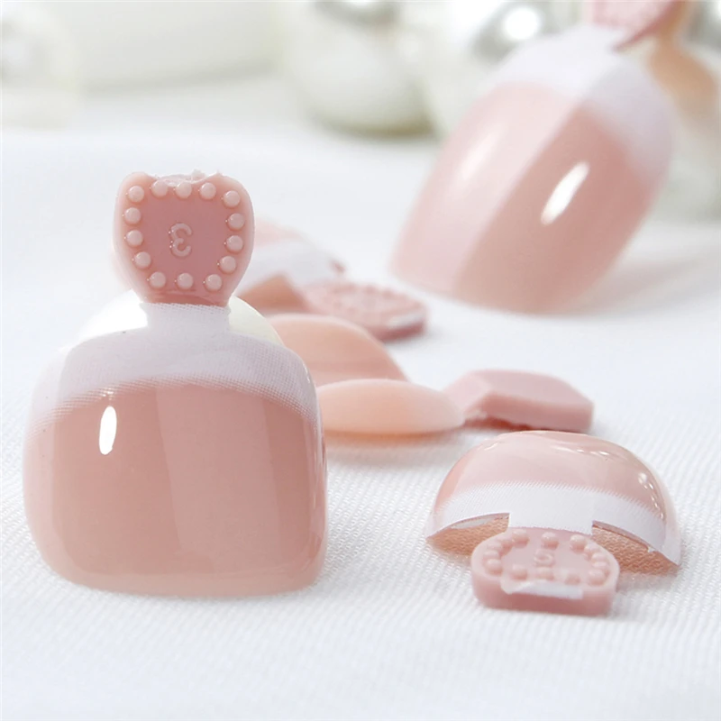 

24Pcs/set Foot False Toenail Tips Set French Full Cover Fake Toe Nail Tips Nail Stickers Tips Patches DIY Manicure Decoration