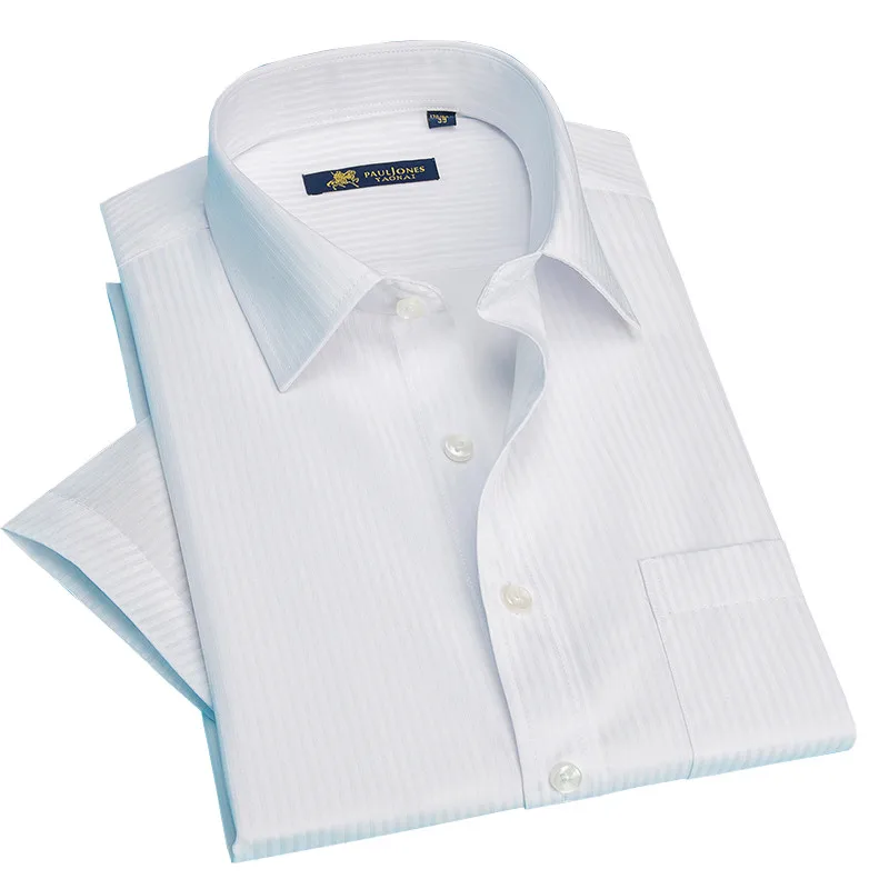 جديد 2019 الصيف قصيرة الأكمام حك الصلبة مخطط جيدا المناسب الكلاسيكية رجل الأعمال اللباس قمصان و fromal الذكور قمم 16 اللون S ~ 5xl