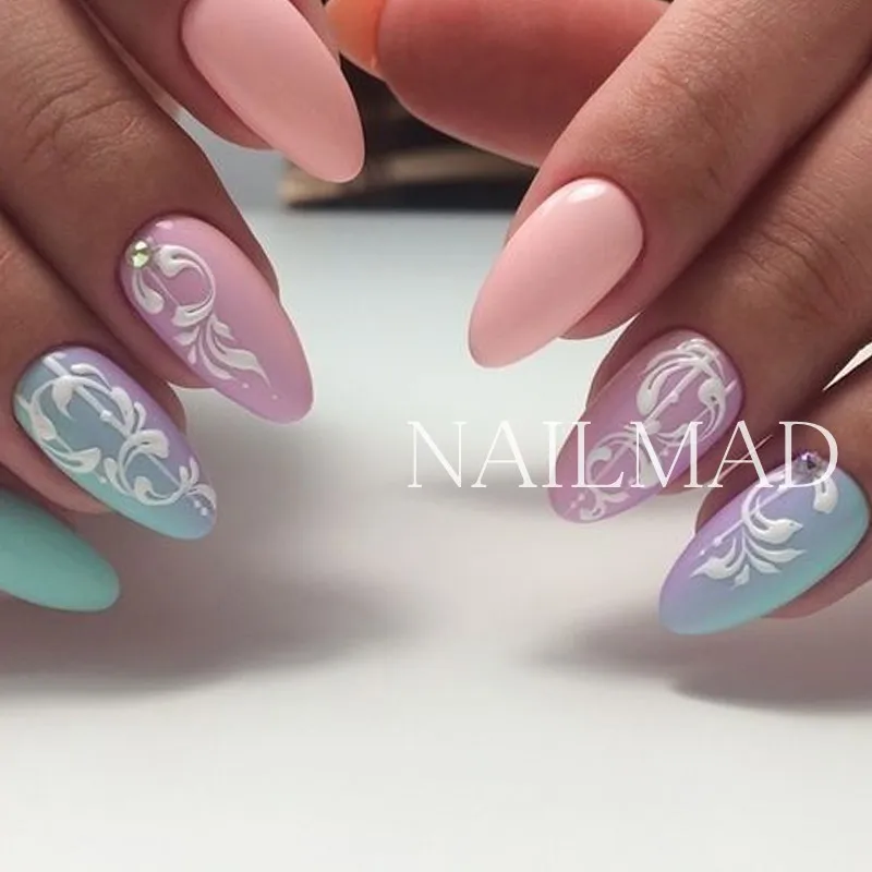 1 лист русские лозы стикеры 3D на ногти Nail Art черный arabessque ногтей переводные наклейки на ногти клейкие наклейки татуировки слайды