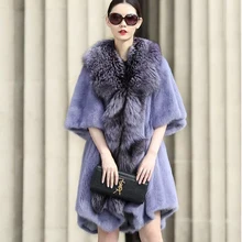 2016 new Haining imported mink fur whole mink fur coat women stitching long fox fur coat