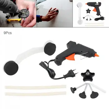 

9pcs Durable 220V Bridge-type Car Door Body Pulling Paintless Reparation Device Removal Tool Kit with Glue Gun and Rubber Strip