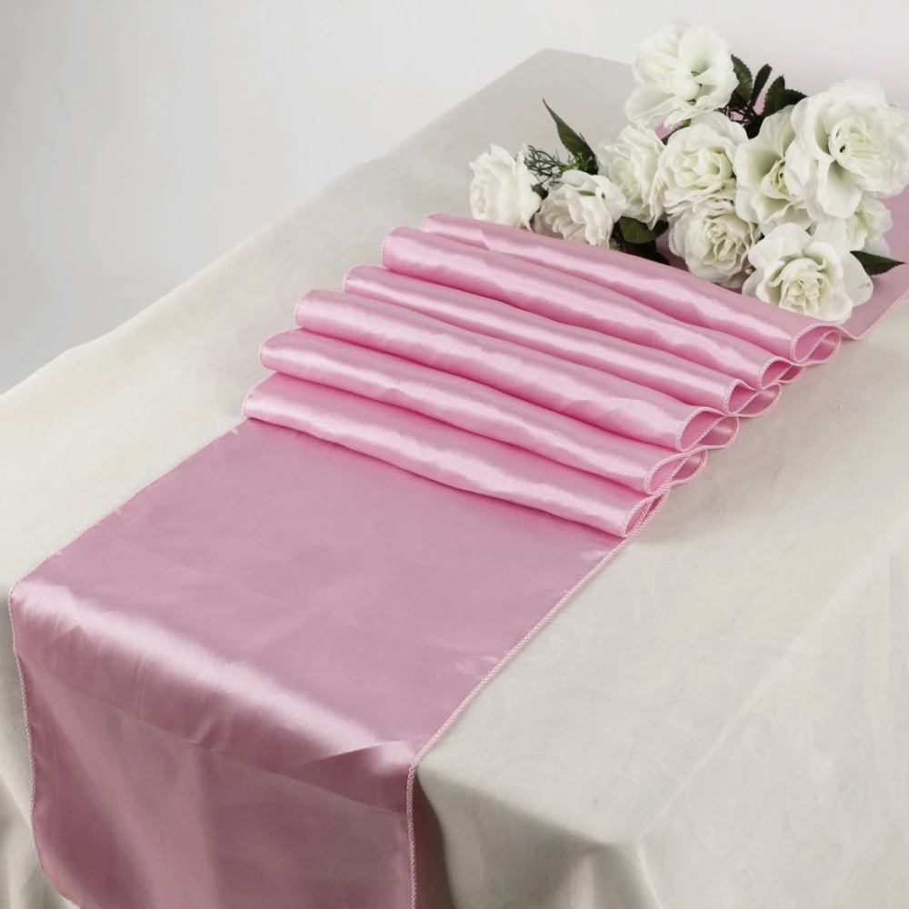 Hot/ Free shipping 25PCS light pink Satin Table Runners 12" x 108