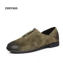 Лидер продаж года, весенняя обувь из матовой воловьей кожи в стиле ретро, удобные повседневные туфли на плоской подошве, новые женские лоферы, женская обувь на плоской подошве