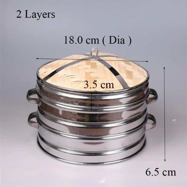 2 слоя противостоящая сталь бамбуковая клетка Пароварка Корзина кухонная посуда для пельменей рыба рис Овощной нагрев пароварка корзина - Цвет: 2 layers 180mm