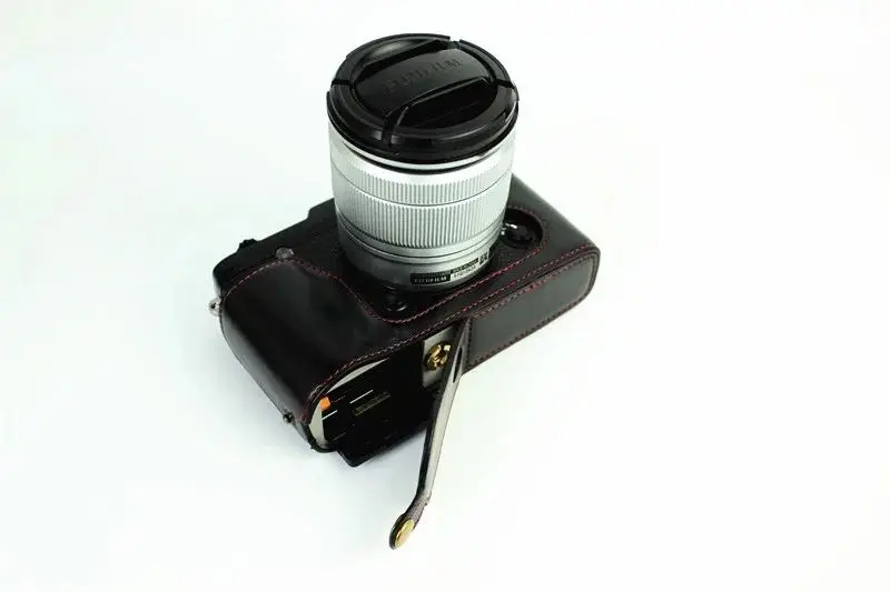 Половина ПУ кожа сумка сцепление покрытия днище для FUJI Fujifilm X-E1 XE1 X-E2 XE2 камеры
