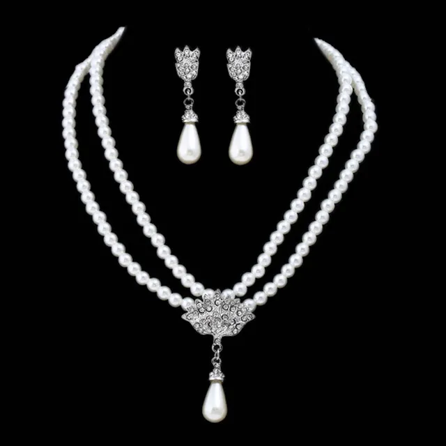 Imitated Pearl Dubai Bridal Jewelry Sets Statement Wedding Earrings Imitated Pearl Dubai Bridal Jewelry Sets Statement Wedding Earrings Necklace Party Accessories Indian Costu