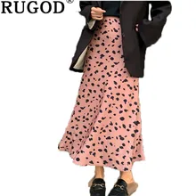 RUGOD, весна-лето, женские юбки, модные, леопардовая расцветка, а-силуэт, длинные юбки для женщин, для офиса, для девушек, шифоновая плиссированная юбка для женщин