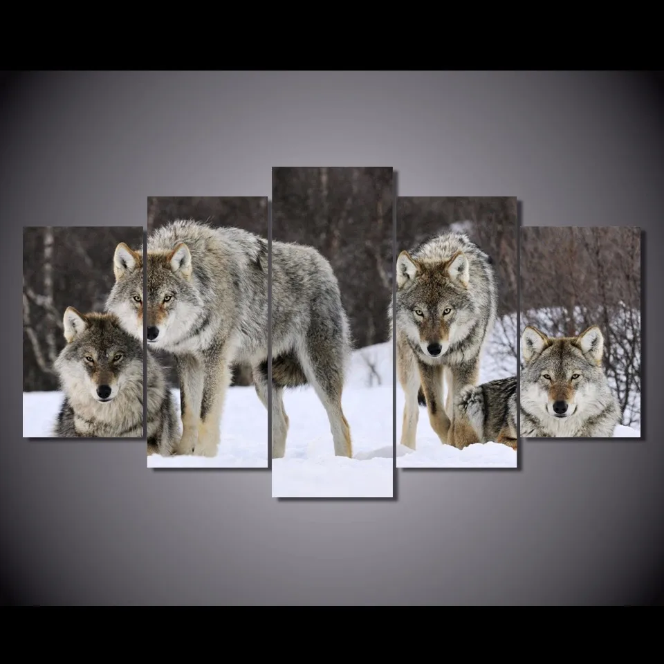 

Wolfs print wall decor Minimalist Art Canvas Poster Print Animal Funny Picture Paiting for Modern Home Living Room Wall Decor