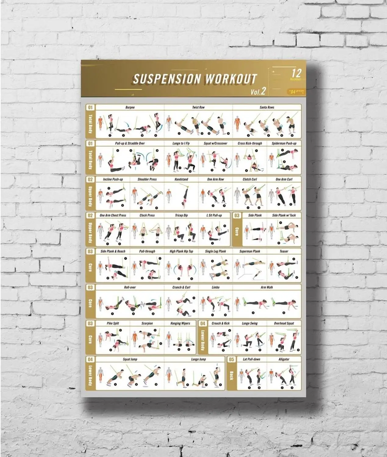 Suspension Workout Vol.2 BodyBuilding Guide Gym Chart SILK POSTER