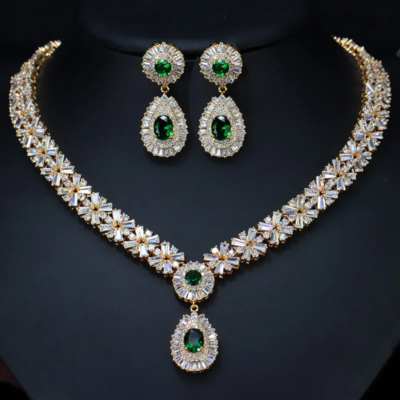 bridal jewelry set green