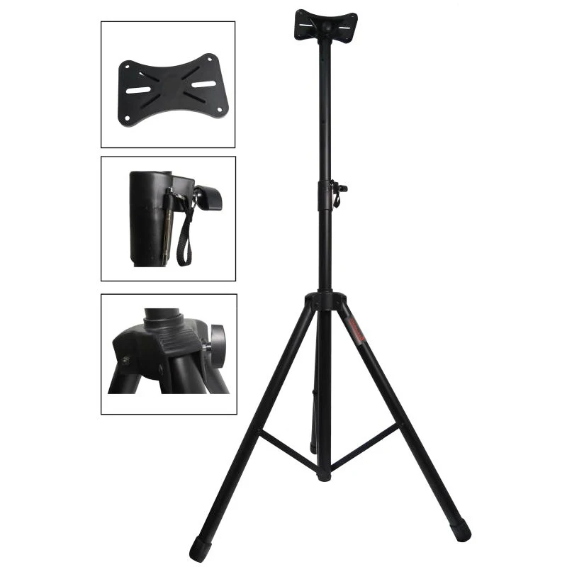 black universal speaker stand mount holder - heavy duty tripod wadjustable for audio pa dj powered speakers