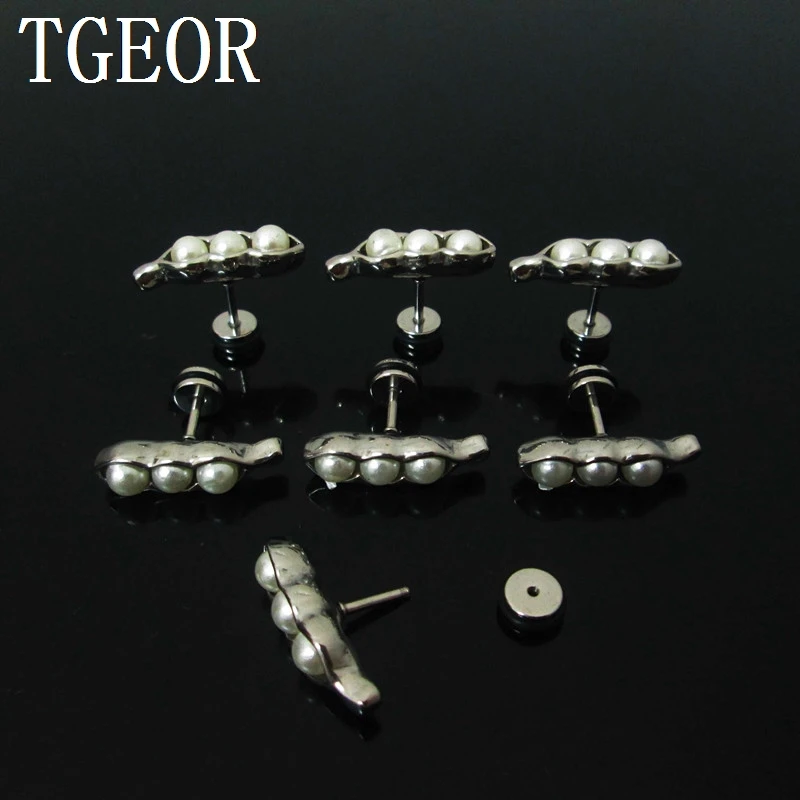 

HOT ear piercing illusion cheaters 1 pair 1.2*6*6/(6*21)mm peas gem 3 pearls Stainless Steel pearcing fake plugs
