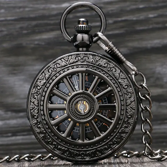 Vintage Silver/Black Roman Number Mechanical Pocket Watch Men Women Clock Hours Vintage Silver/Black Roman Number Mechanical Pocket Watch Men Women Clock Hours
