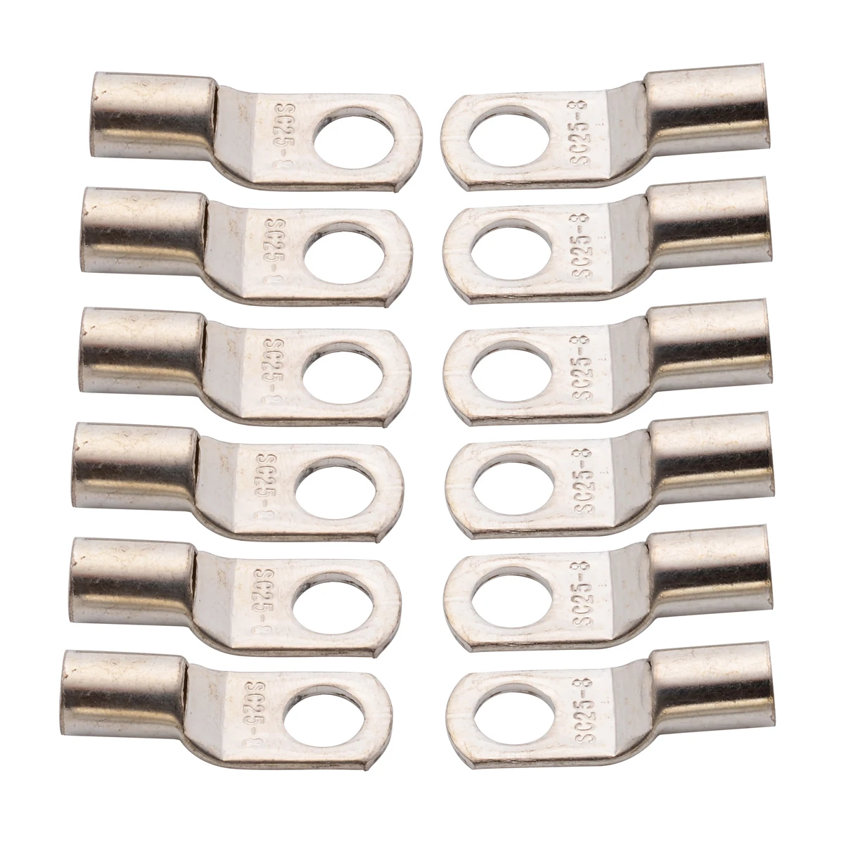 12PCS 25mm2 - 8mm Copper Ring Terminals 3AWG 5/16 inch Hole Wire Battery Terminals Connector Electrical Cable Lugs Eyelet