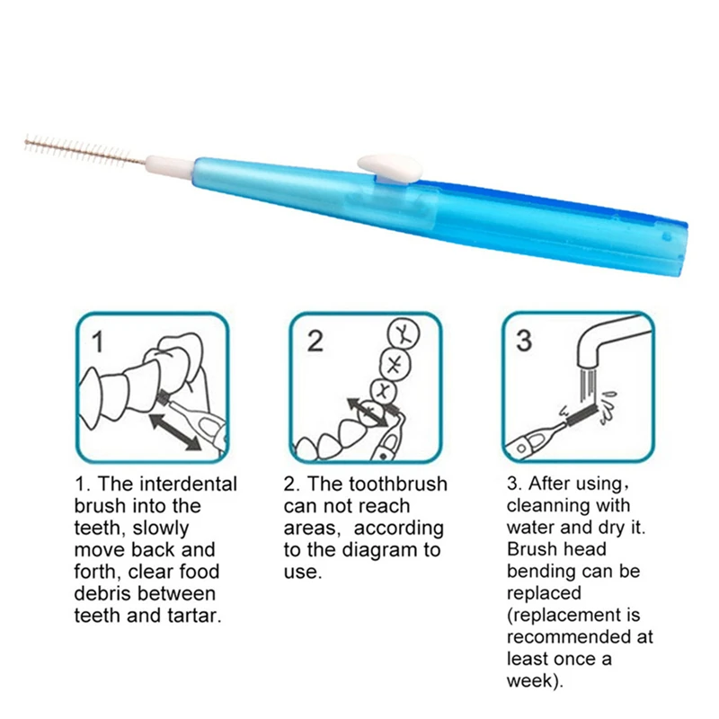 60 шт./упак. двухтактный мягкая резинка для чистки межзубных пространств, 0,7 мм резинки зубная нить между зубами проволочная щетка Зубная щетка для ухода за полостью рта зубочистка