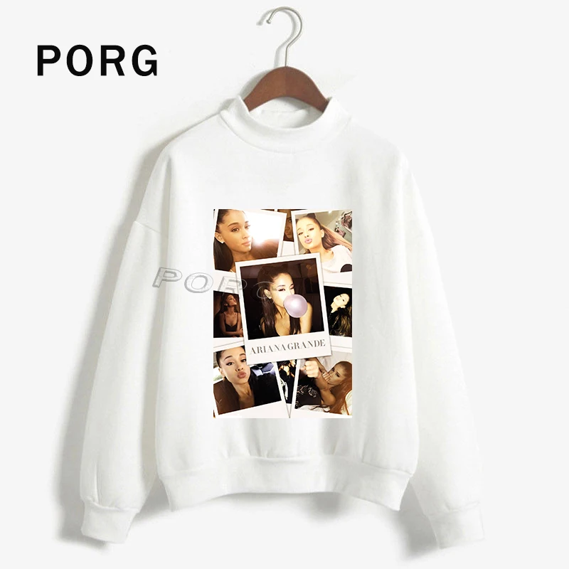 

Ariana Grande white Sweatshirt Women Gothic Streetwear Harajuku Sudadera Mujer 2019 New Women Clothes Long Sleeve Hoodies O-Neck