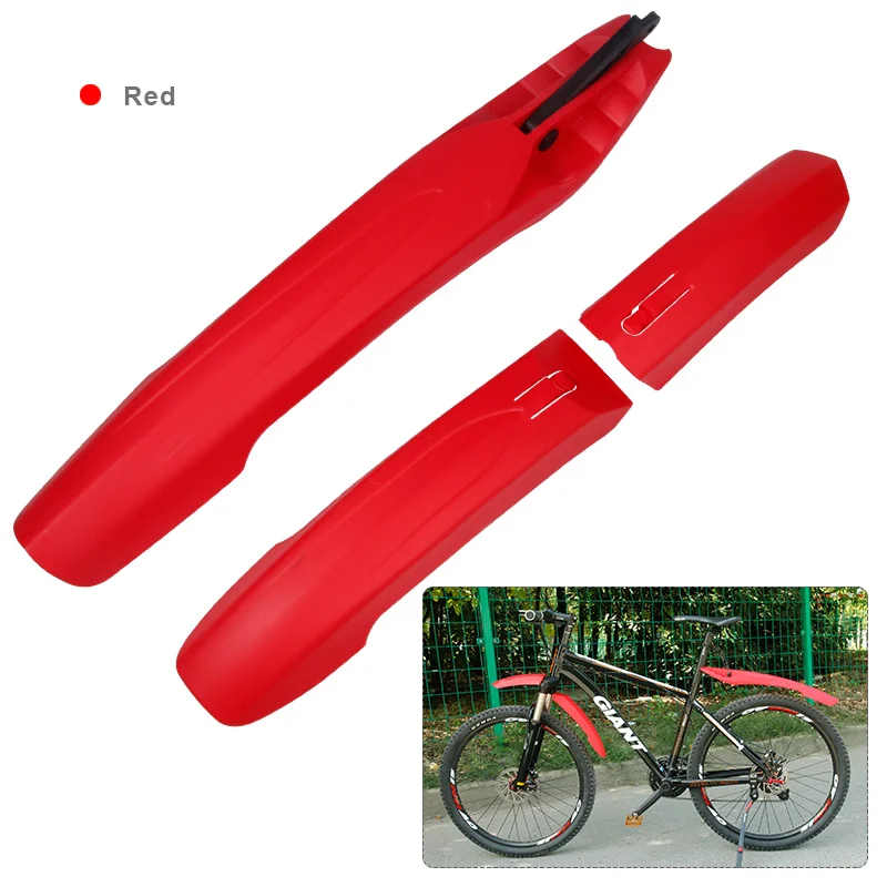 Deemount велосипед грязи Fender 24-27,5 дюймов велосипедный брызговик с светодиодный фонарь грязи крылья спереди/задние колеса Применение 1 пара - Цвет: Red