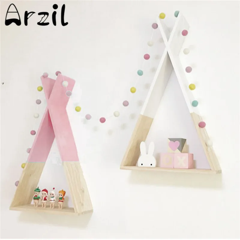INS Nordic Style Wooden Triangle Rack Wall Hanging Trigon