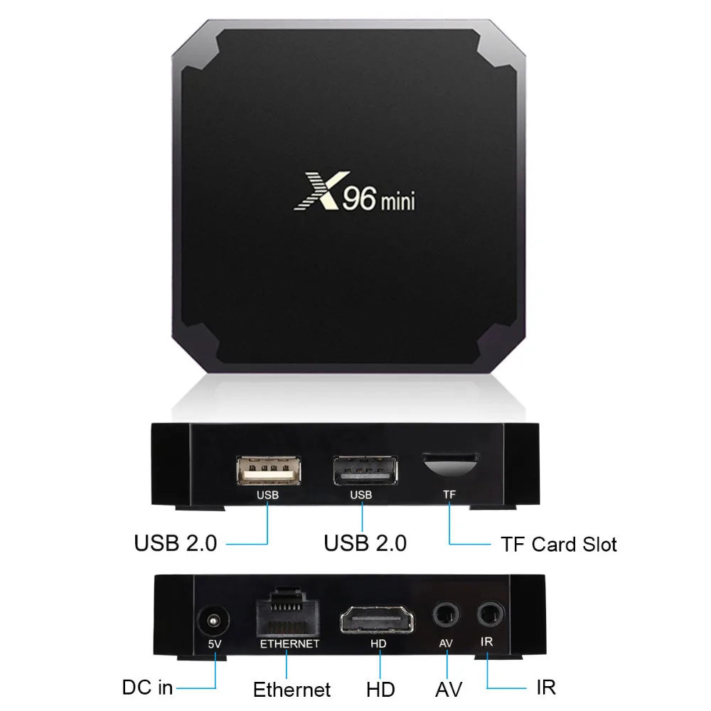 ТВ приставка X96 mini Android 7.1.2 2 ГБ 16 1 8 четырехъядерный процессор Amlogic S905W Suppot H.265 UHD 4K 4