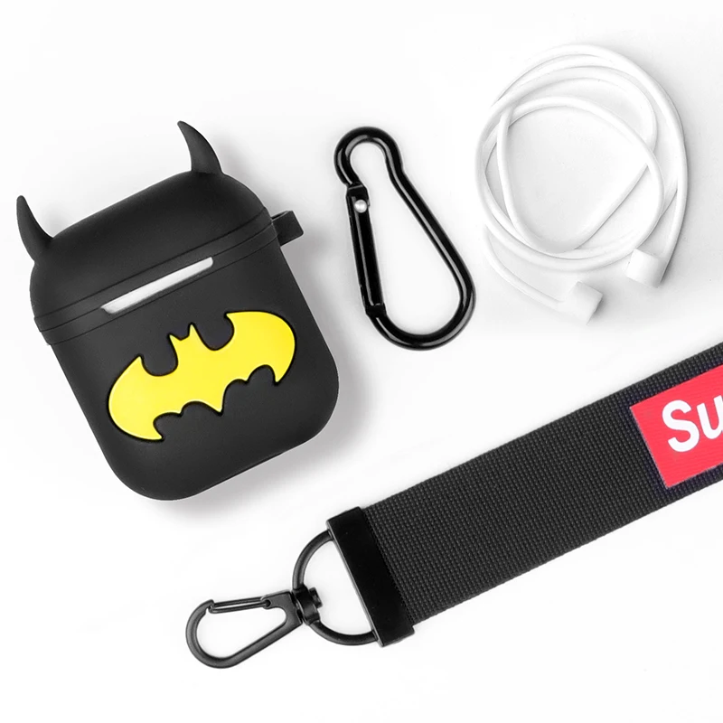 

Silicone Earphone Case For Airpods 2 1 /i9S/i10/i10s/i10 max/i11/i12/i13 Tws Non-slip Cover Cute Batman AirPods Protector Case