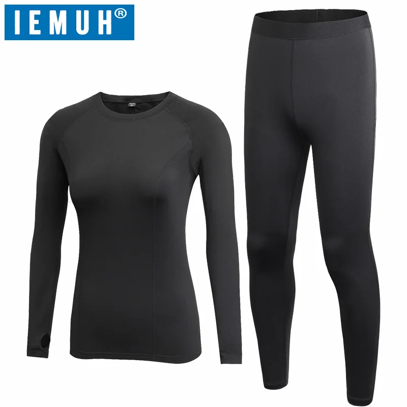 

IEMUH Brand New Women Outdoor Sport Thermal Underwear Winter Fitness Warm Thicken Warmthtm Fleece Hiking Ski Long Underwear Suit
