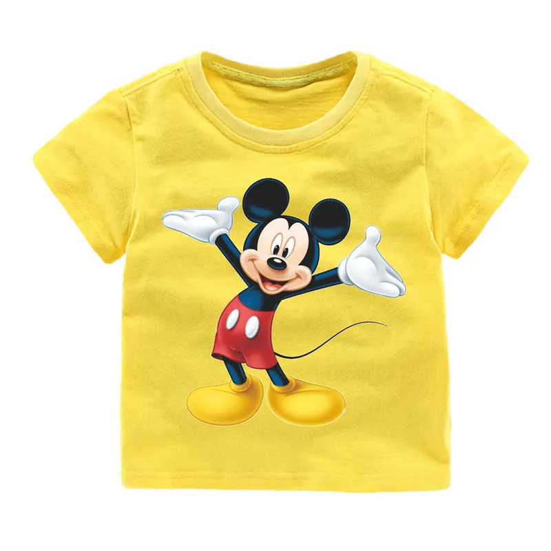 Летняя одежда для мальчиков, camiseta, футболки "Микки"; детская мода хлопок короткий рукав Футболка Топ, одежда для детей, принт с животными, футболка fille - Цвет: Золотой
