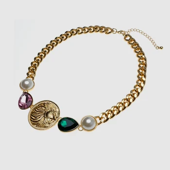 

Amorita boutique trendy lion coin pendant necklace