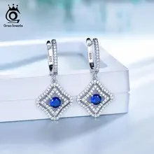 ORSA JEWELS Pure Silver Great Sapphire Women Dangle Earrings With Clear Zircon 32 MM Long Newest Trendy Delicate Jewelry VSE08