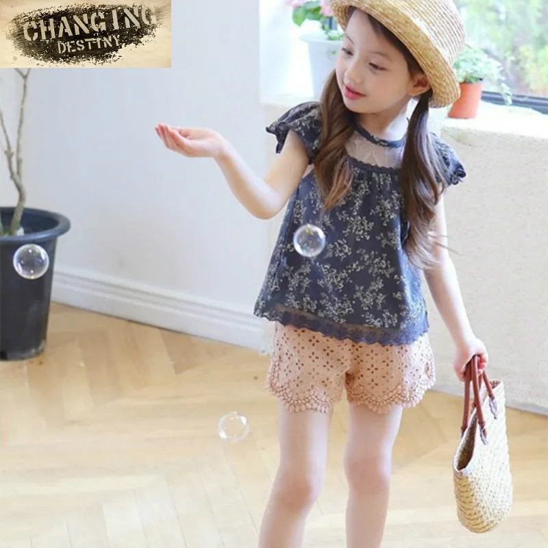 

Children's 2018 Summer New Korean Girls Hollow Mesh Shorts Cotton Trousers Kids Fashion Lace Beach Casual Wild Hot Pants