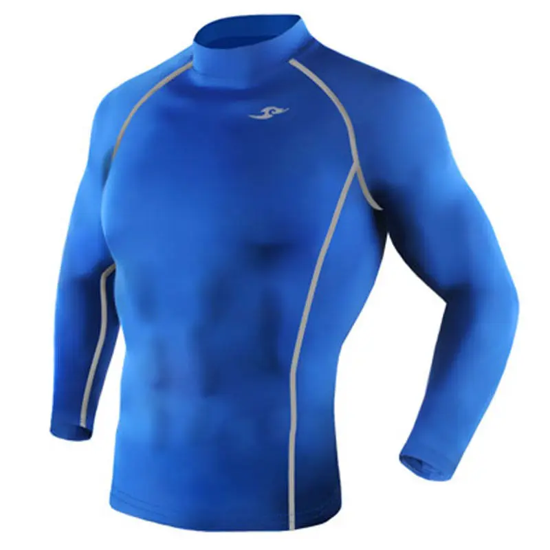 Новейшая версия TakeFive мужские облегающие компрессионные базовые слои Всего длинные футболки для бега - Цвет: 039 Blue