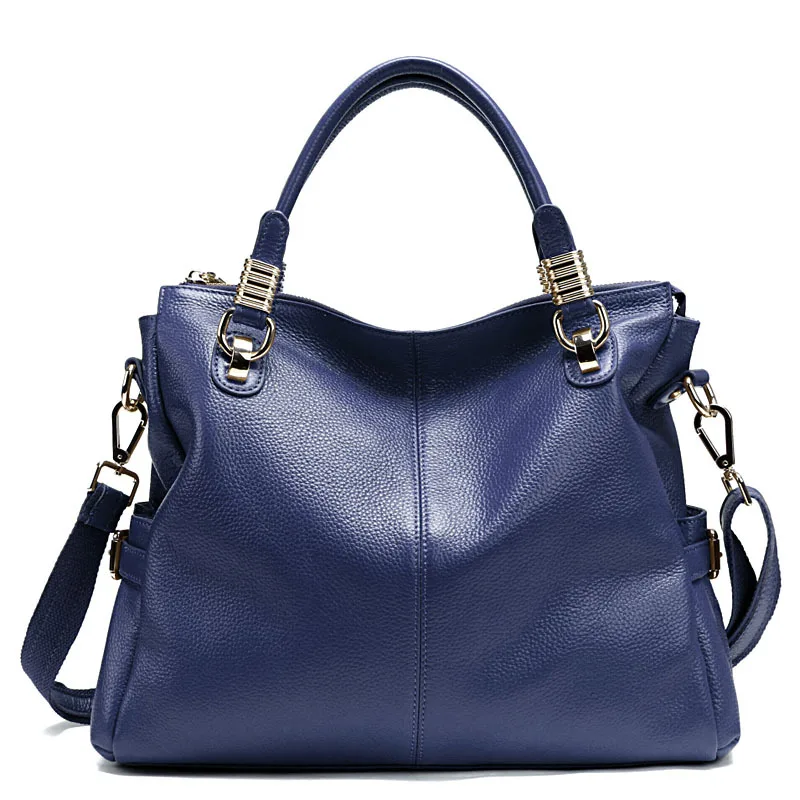 YUFANG женская сумка из натуральной кожи, Высококачественная женская сумка на плечо, большая Вместительная женская сумка-мессенджер, мягкая кожаная повседневная сумка - Цвет: Dark blue handbags