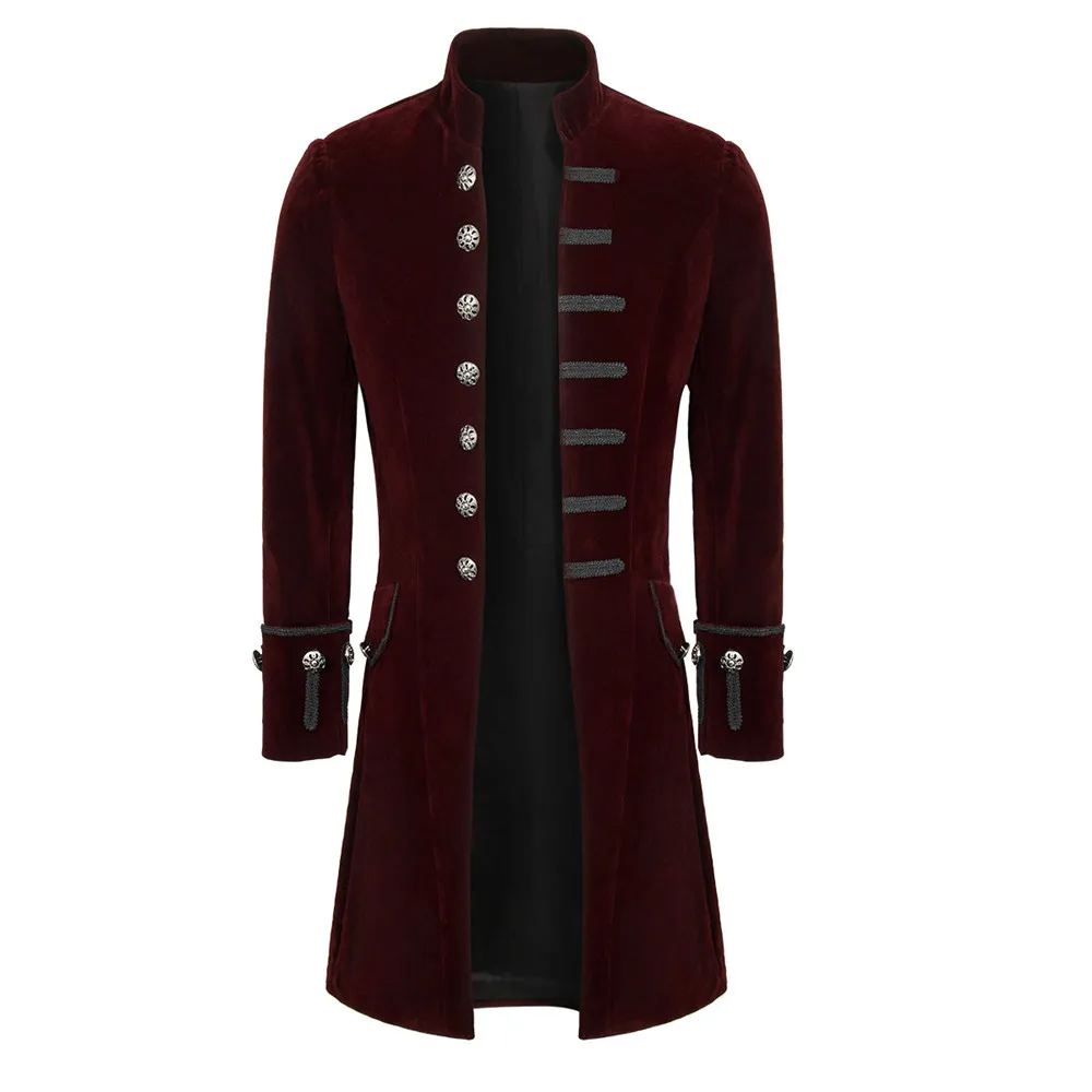 Mens Velvet/Brocade Gothic Frock Coat Jacket Steampunk