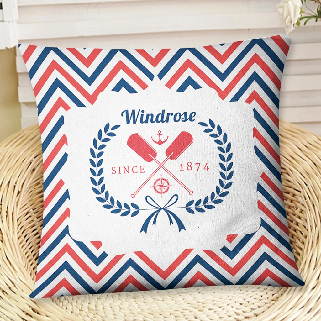 Синий морской шлем Декоративные Чехлы для подушек якорь узор Морской стиль чехлы