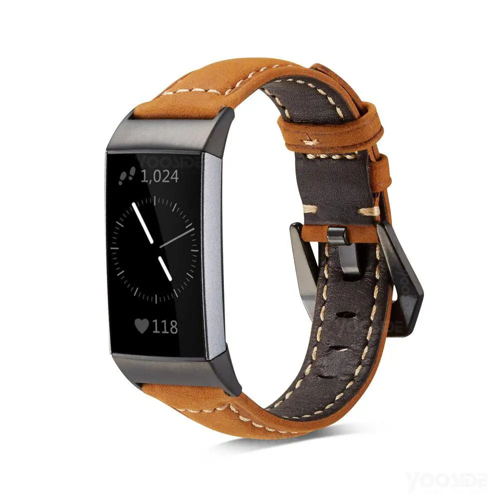 Yooside para Fitbit Pulseira de Couro Pulseira com Fecho Metálico para Fitbit Carga Banda Strap Genuíno – se 3