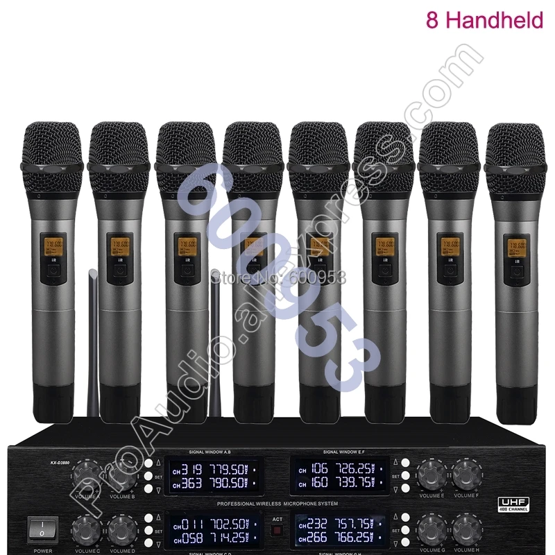 Беспроводная микрофонная система MICWL UHF с регулируемой частотой 8 ручных