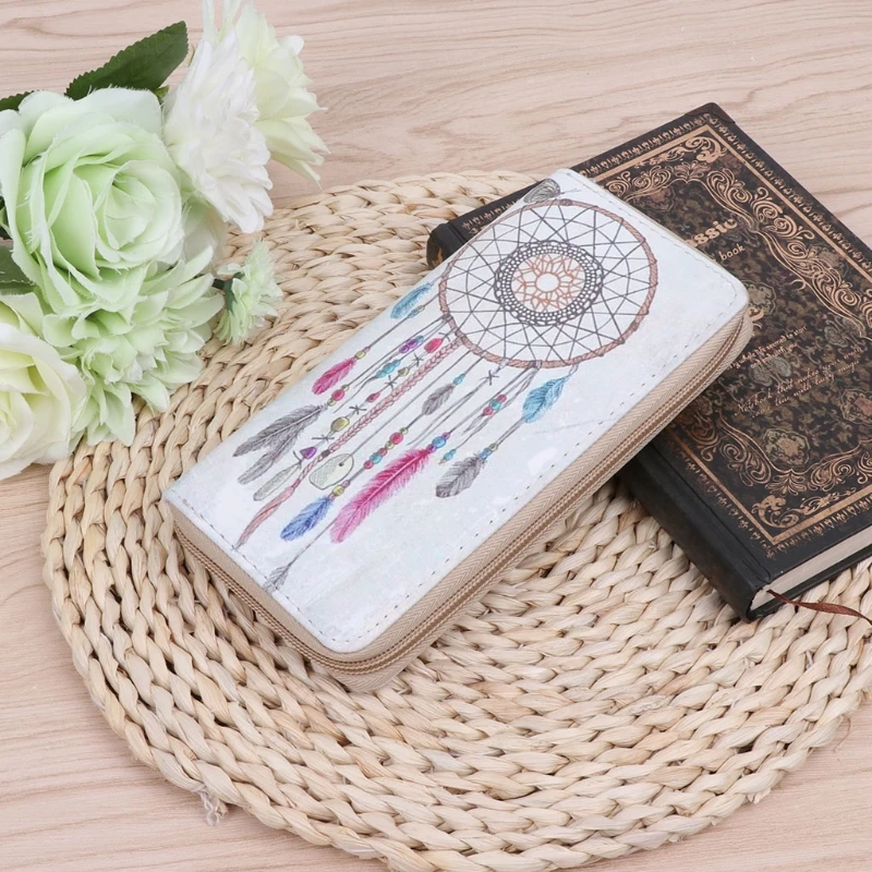 

Women Clutch Wallet Faux Leather Purse Dream Catcher Long Card Holder Coin Bags