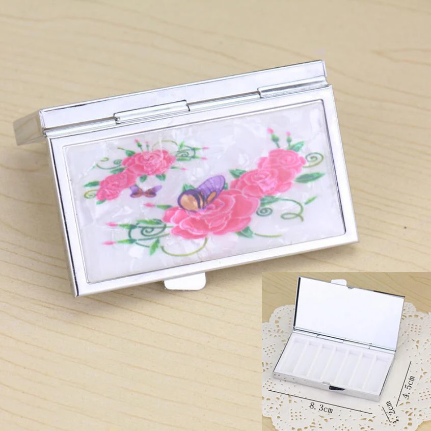 

20pcs/lot Metal Medical Pill Box Rectangular Pill Case Environmental Protection Kit 7 Grid for One Week D40