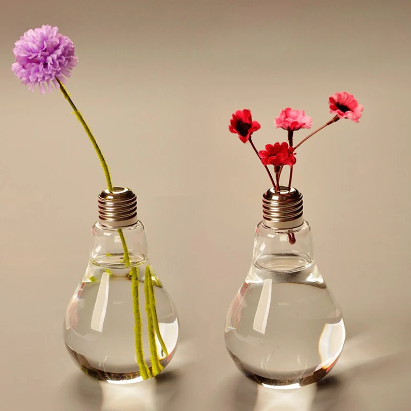 Light Bulb Glass Vase Terrarium Vases Cute Flower Pots Tabletop Glass