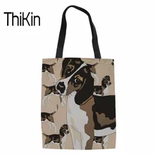 THIKIN женская сумка-шоппер Холщовая Сумка женская футболка с принтом милый Бигль собака печатных пляжные сумки для женщин большой емкости сумки рециркулировать
