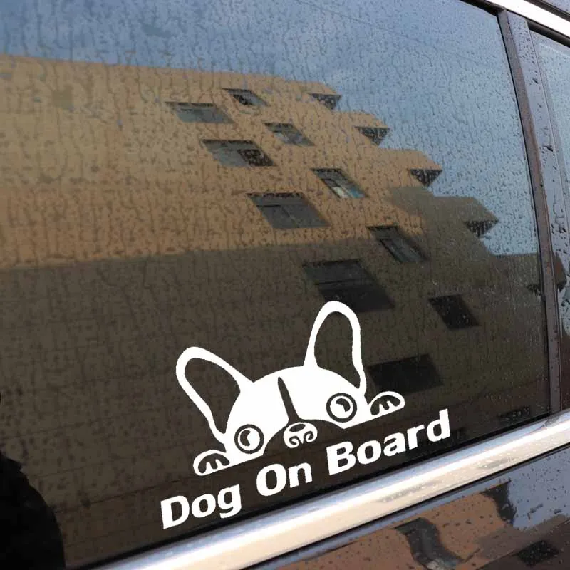 Yjzt 15 см* 8,2 см собака на борту автомобиля виниловая наклейка Стикеры бульдог щенок Забавные милые животные черный/серебристый C10-00696