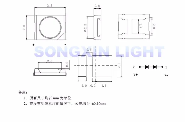 120 шт./лот Jufei 1 Вт 2835 6 в SMD светодиодный 3528 106LM холодный белый для ТВ/ЖК-подсветки применение