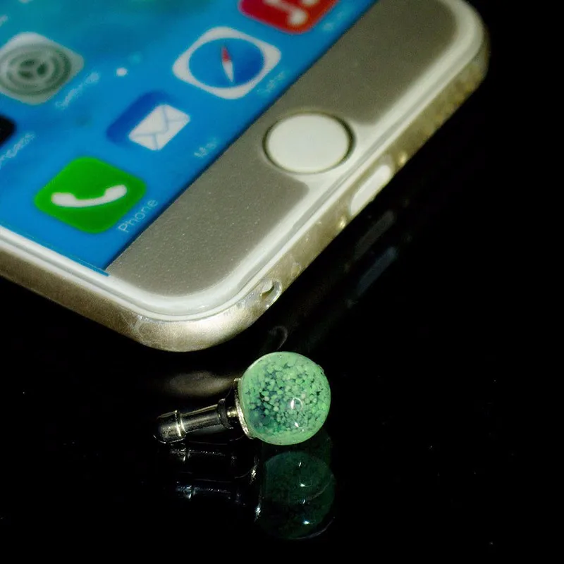Круглые цветные стразы, светящиеся пылезащитные заглушки для мобильного телефона 3,5 мм, разъем для наушников, Универсальные наушники, пылезащитная крышка, 1 шт