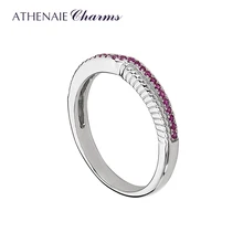 ATHENAIE 925 пробы серебряные стекируемые кольца классические розовые красные CZ свадебные женские кольца для женщин подарок