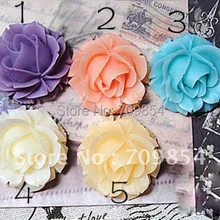 50 шт./лот 36 мм кабошон из смолы с цветком для подвесного лотка 5 цветов украшения для телефона