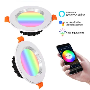 

Smart Home WiFi Remote Voice Control LED Bulb Downlight RGB Energy Saving Dimming Multicolor Scene Light with Alexa Google Home