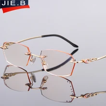 Новинка, модные женские очки для чтения, стразы, очки для чтения, компьютерные, для работы, без оправы, Золотая оправа для дальнозоркости, оптические очки