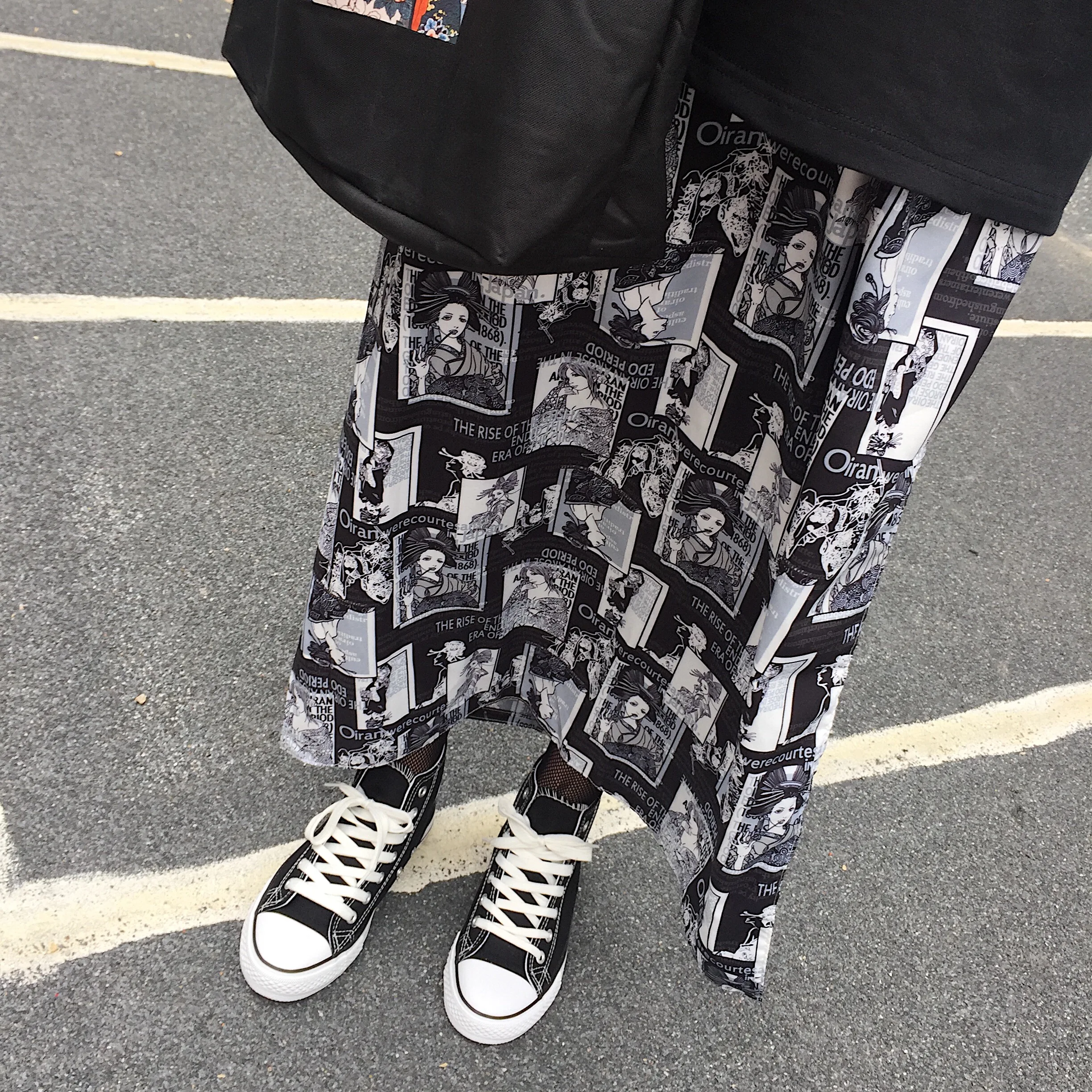 YouGeMan Jupe Femme Летняя женская длинная юбка корейский стиль Ulzzang Harajuku винтажный принт уличная высокая талия юбки женские