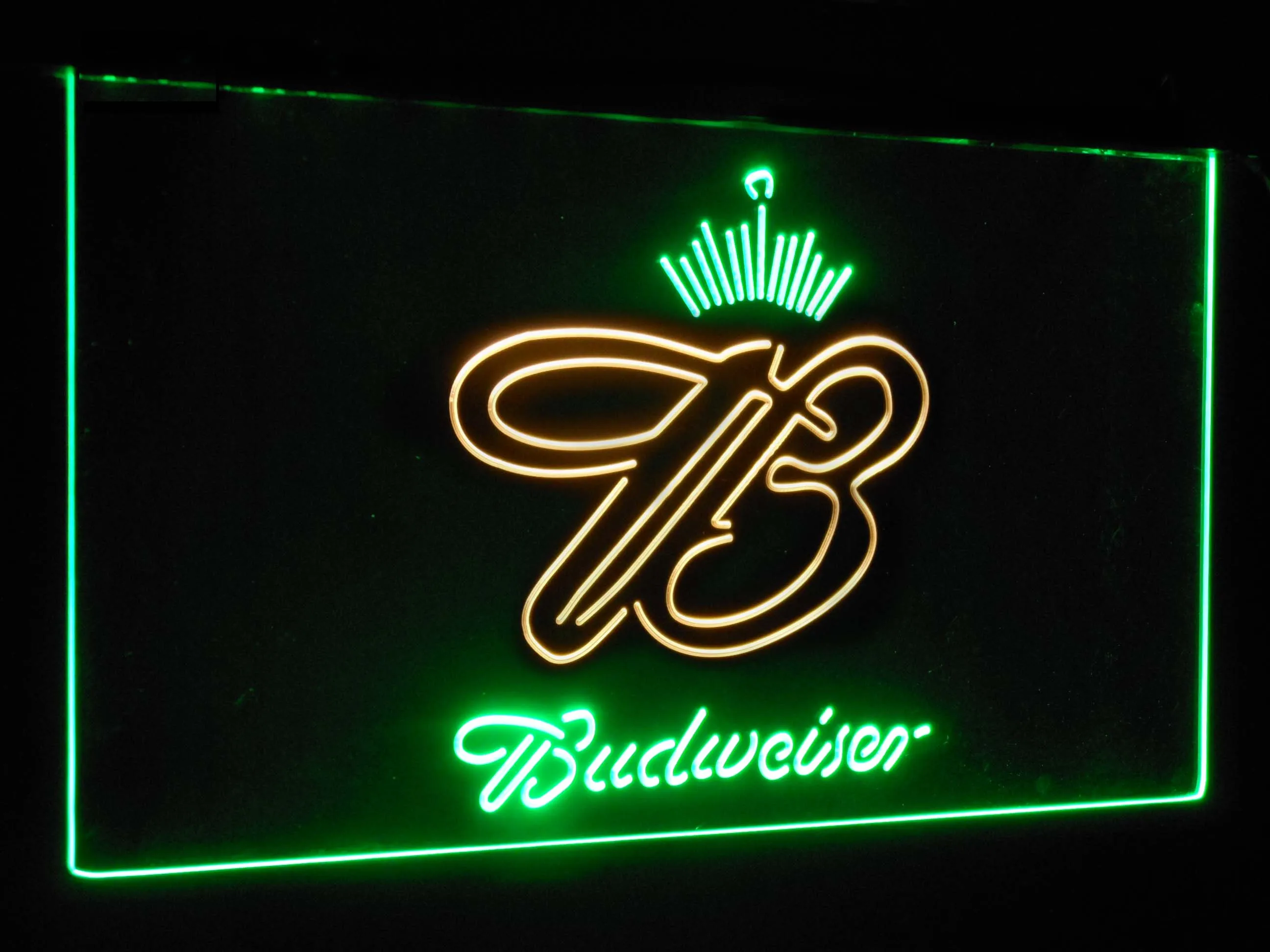 Green and Yellow Budweiser корона король пивной бар украшение подарок двойной цвет светодиодный неоновый знак st6-a2006 - Цвет: Green and Yellow