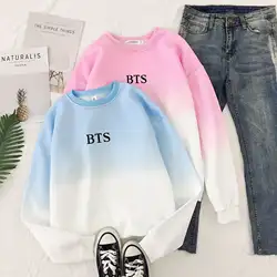 Kpop Bangtan обувь для мальчиков Bts Sweatershirt градиент цвет пуловер толстовки для женщин Harajuku мода джемпер костюм корейский пуловер Топы